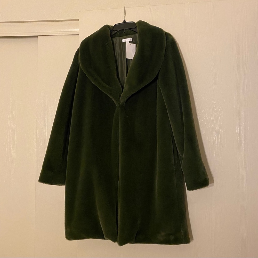 Leith Olive Green Fur Coat